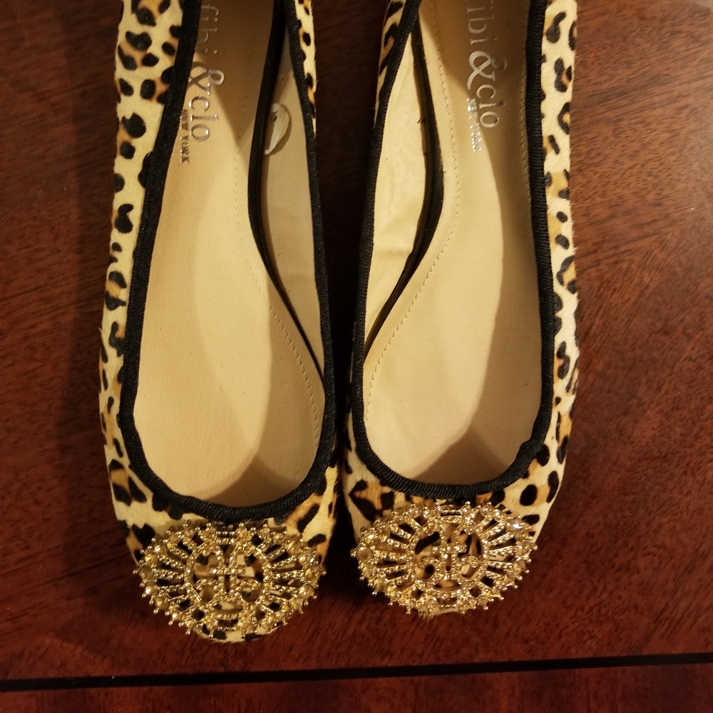 Fibi & Clo Audrey Leopard Print Leather Ballet Flat